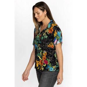 Women's Johnny Was Nero Sequence Polo Designer Button-Down Shirt Size L